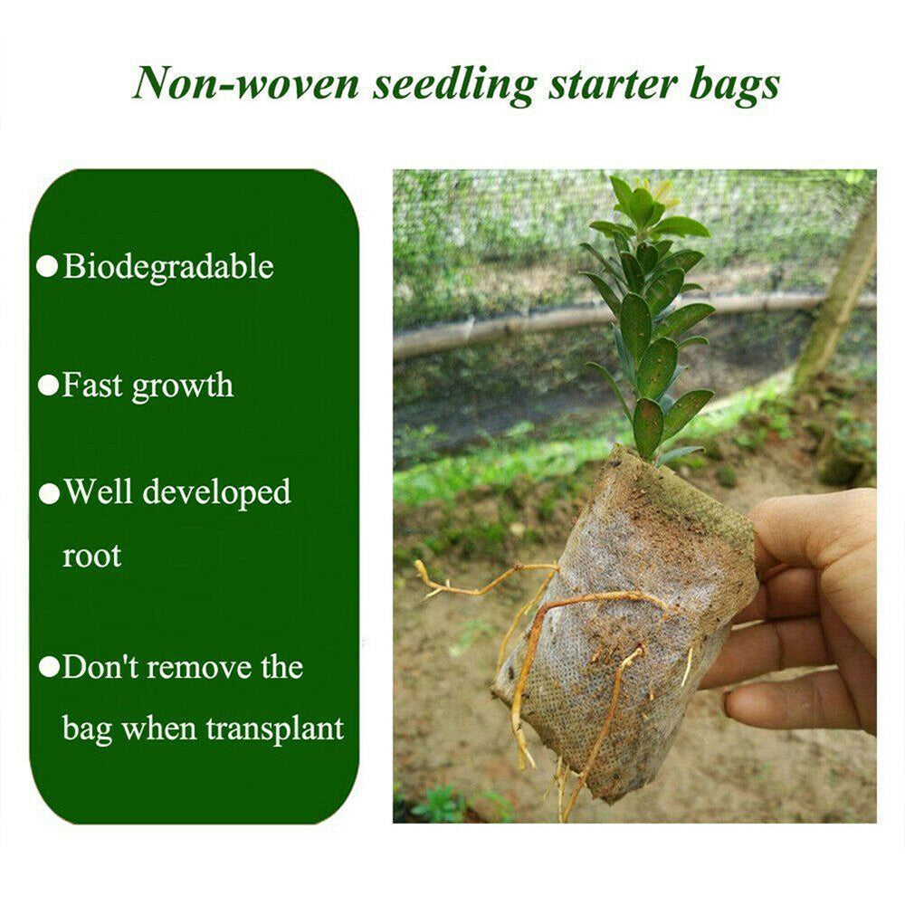 200x Non-Woven Biodegradable Grow Bags Suitable For Plant Nursery Seedling & Garden