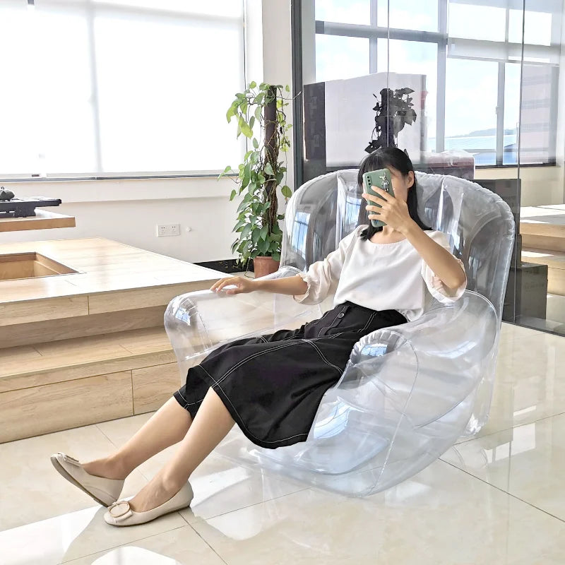 Transparent Nordic Inflatable Sofa - Modern Armchair for Bedroom- 90x80cm